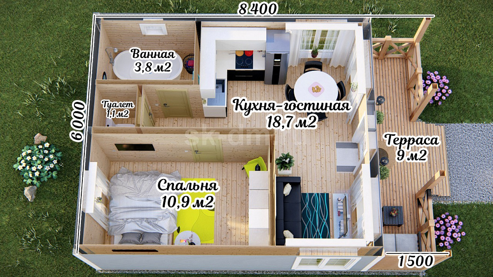 Атлант с террасой 6х8,4 м